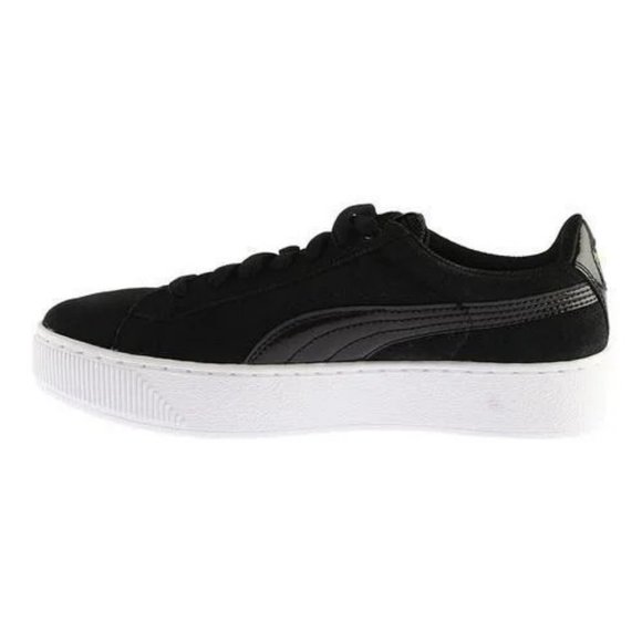 Puma Black Suede Vikky White Platform Low Top Sporty Comfort Leather Sneakers  8 - Picture 13 of 13